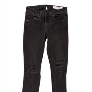 Rag and Bone black denim distressed skinny jeans size 25